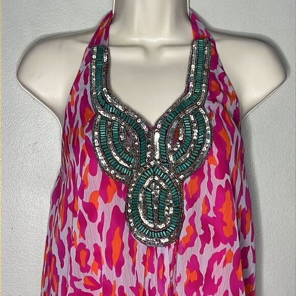 Boston Proper Pink Printed Halter Dress XXS - Picture 6 of 13